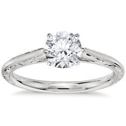 3 Ct Round Cut Solitaire Genuine Natural Earth Mined Diamond Antique Style Wedding Ring