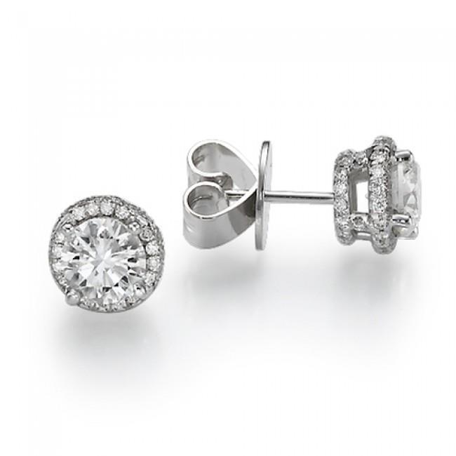 Prong Set Brilliant Sparkling Studs Halo Earrings