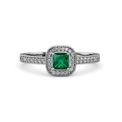 natural round emerald 3ct ring front view