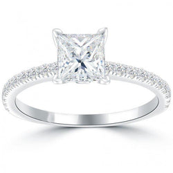 3.40 Carats Princess & Round Diamond Ring With Accents