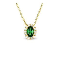 Green Emerald With Diamonds Gemstone Pendant 3.60 Ct YG 14K