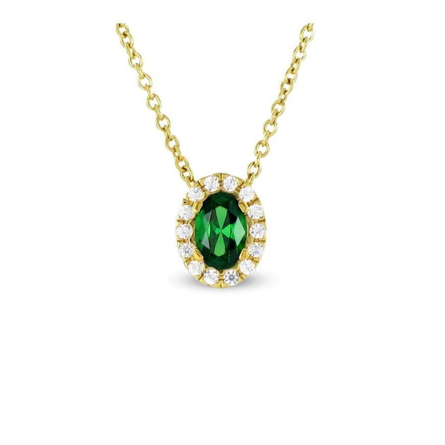 Prong Set 3.60 Ct Emerald With Diamonds Pendant Necklace Pendant