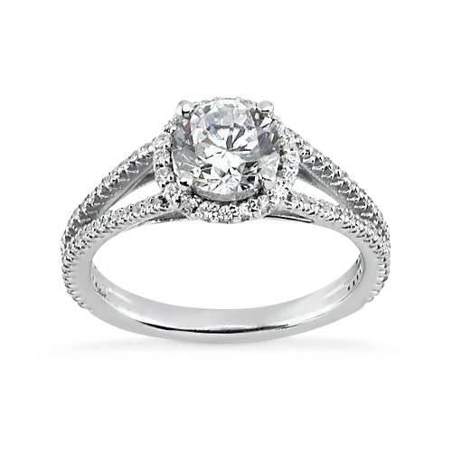 Prong Set 3.62 Carat Round Diamonds Solitaire Halo Ring White Gold 14K Halo Ring
