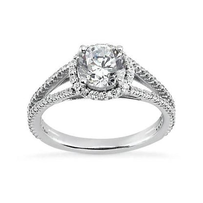 Prong Set 3.62 Carat Round Diamonds Solitaire Halo Ring White Gold 14K Halo Ring