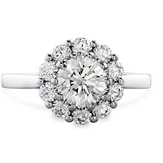 Prong Set 3.75 Carats Diamonds Engagement Ring  Halo 14K White Gold New Halo Ring