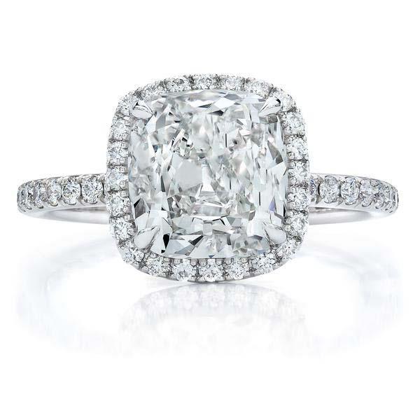 Prong Set 3.80 Carats Diamonds Engagement Ring Halo Gold White 14K Halo Ring
