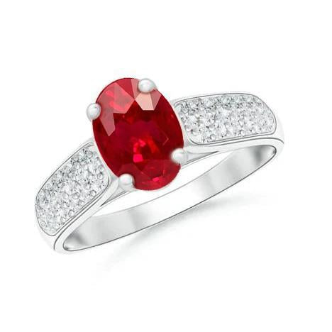 Prong Set   Ruby With Diamonds Ring   Gemstone Ring