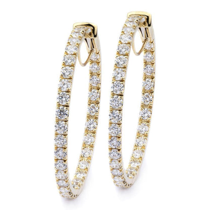 Ladies Prong Set Diamonds Ladies Hoop Earrings Gold 