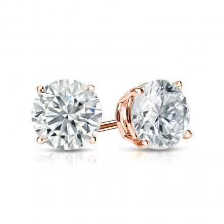Prong Set 5.00 Carats Round Cut Diamonds Studs Earrings Rose Gold Stud Earrings