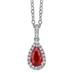 5.50 Ct. Ruby With Diamonds Pendant Necklace White Gold 14K