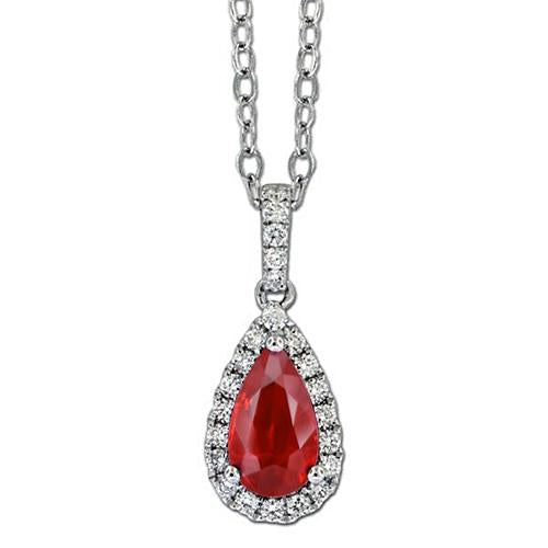 Prong Set 5.50 Carats Ruby With Diamonds Pendant Necklace White Gold 14K Gemstone Pendant