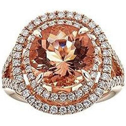 8 Ct Morganite Halo Natural Earth Mined Diamonds Ring White Gold 14K New