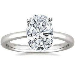 Big Oval Cut 3 Ct Solitaire Lab Grown Diamond Engagement Ring White Gold