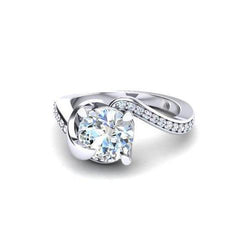 Brilliant Cut 2.40 Ct Diamond Engagement Ring White Gold With Accents