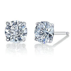 Prong Set Brilliant Cut 3.50 Carats Natural Earth Mined Diamonds Studs Earrings Gold 14K