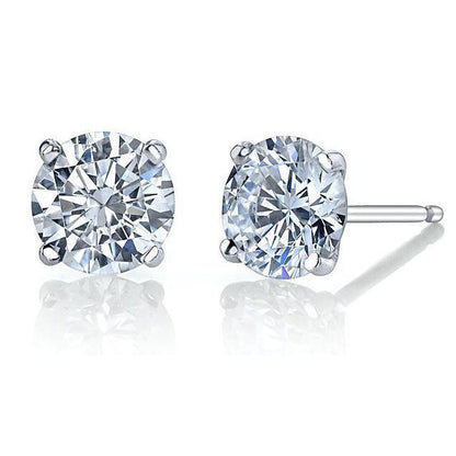 Prong Set Brilliant Cut  Women Diamond Engagement Ring White Gold Stud Earrings