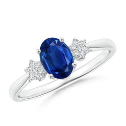 Prong Set Ceylon Blue Sapphire Diamonds 3.20 Ct Wedding Ring Gold