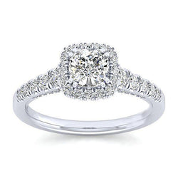 Cushion And Round 2.70 Ct. Natural Earth Mined Diamond Ring Halo