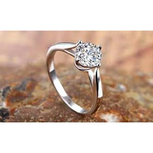 Fancy Woman's Solitaire Diamond Engagement Ring White Gold Solitaire Ring
