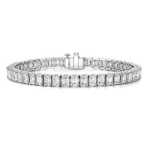 Emerald Cut Sparkling Diamonds 22.50 Carats Bracelet White Gold 10K