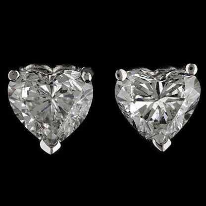 Prong Set Heart Cut Solitaire Diamond Stud Earring Solid Gold Jewelry Stud Earrings
