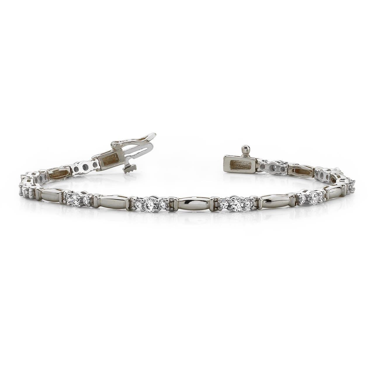 Prong Set Ladies Round Cut Diamond Tennis Bracelet White Gold 4 Ct Tennis Bracelet