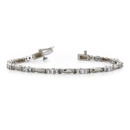 Prong Set Ladies Round Cut Diamond Tennis Bracelet White Gold 4 Ct Tennis Bracelet