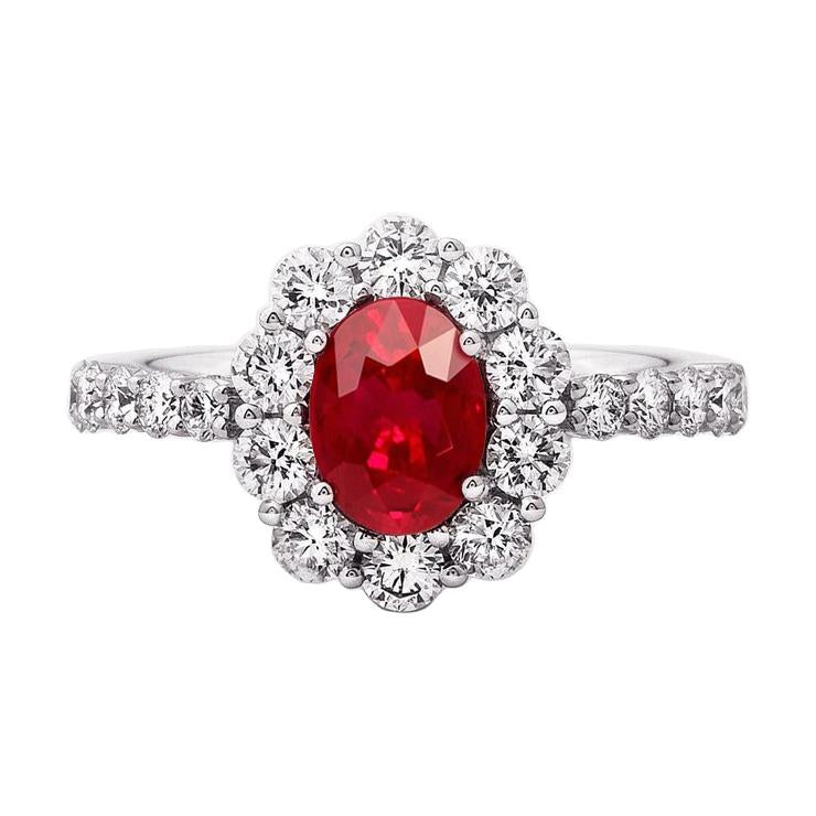  Women Jewelry  Set Oval Ruby With Diamonds 3.50 Carats Wedding  White Gold Gemstone Ring