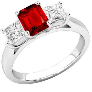 Stylish Ladies Prong Set Red Ruby And Diamonds Ring  Gold Gemstone Ring