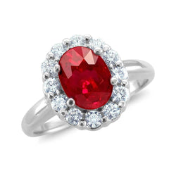 Red Ruby With Natural Earth Mined Diamonds 4.25 Ct Wedding Ring White Gold 14K