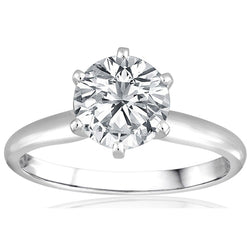 Round 2 Carats Solitaire Engagement Ring White Gold 14K