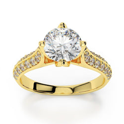 Round Brilliant Cut Real Natural Earth Mined Diamond Ring 3 Ct Yellow Gold 14K