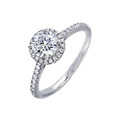 Natural  2 Ct. Diamond Engagement Ring White Gold Halo With Accents On Shank
