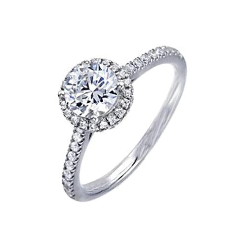 2 Ct. Diamond Engagement Ring White Gold Halo With Accents On Shank