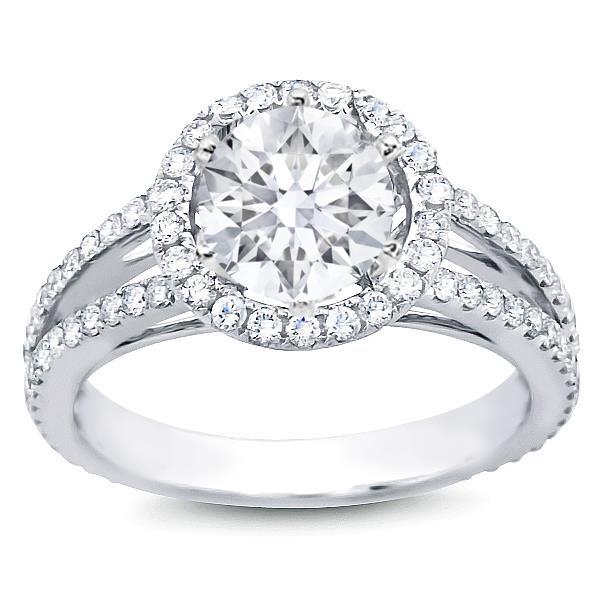 Prong Set Round Cut 2.75 Carats Diamonds Halo Anniversary Ring White Gold Halo Ring