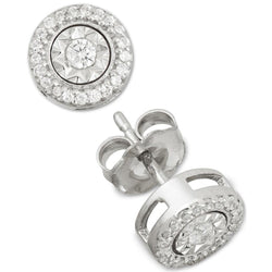 Prong Set Round Cut 3.10 Carats Natural Earth Mined Diamond Women Stud Halo Earrings