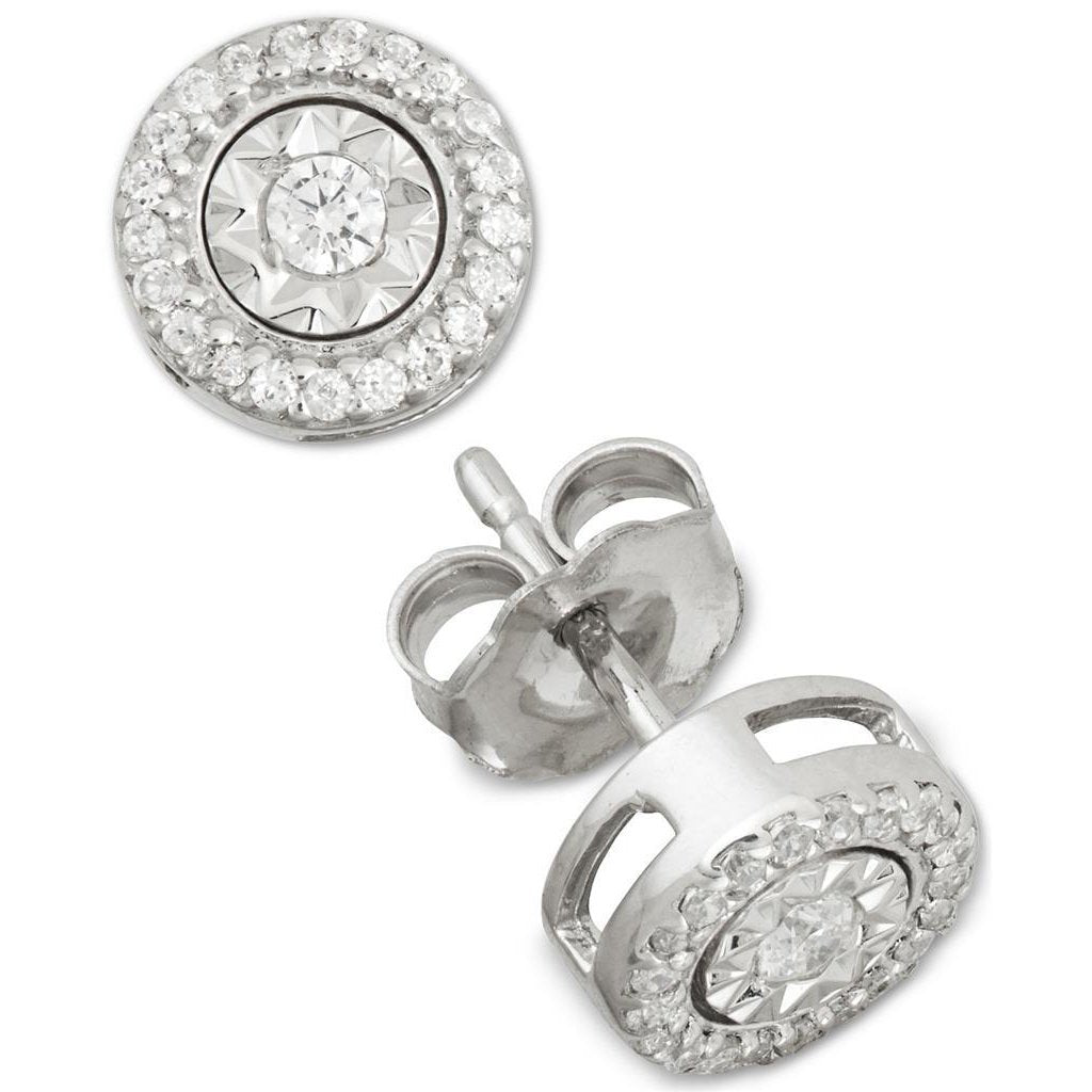 Prong Set Round Cut 3.10 Ct Diamonds Women Studs Halo Earring White Gold Studs- Halo