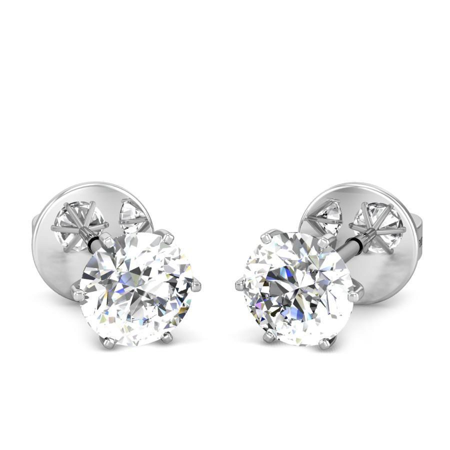 Prong Set Round Cut Sparkling Unique Lady’s Stud Earrings