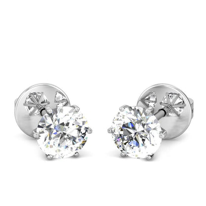 natural round diamond 3.50ct earring front view