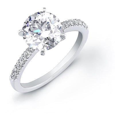 Prong New Design  Antique Lady’s  Style White Elegant Gold Diamond Solitaire Ring with Accents 