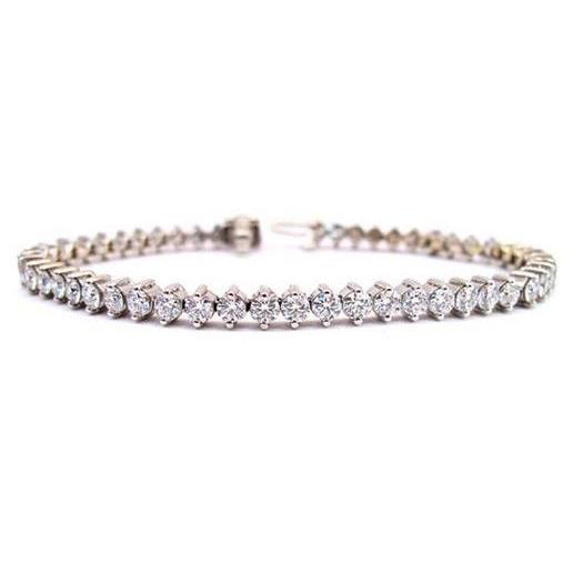 Prong Set Round Cut 5.00 Carats Diamonds Tennis Bracelet Wg 10K Tennis Bracelet