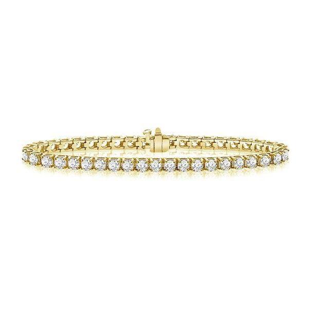 Prong Set Round Cut 6.60 Carats Diamonds Tennis Bracelet 10K Yg Tennis Bracelet