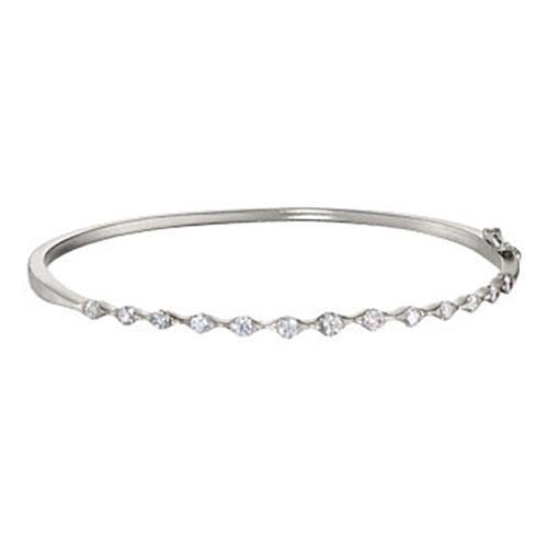 Prong Set Round Cut Diamond Bangle Bracelet White Gold Bangle