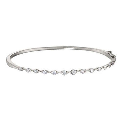 Prong Set Round Cut Diamond Bangle Bracelet White Gold Bangle