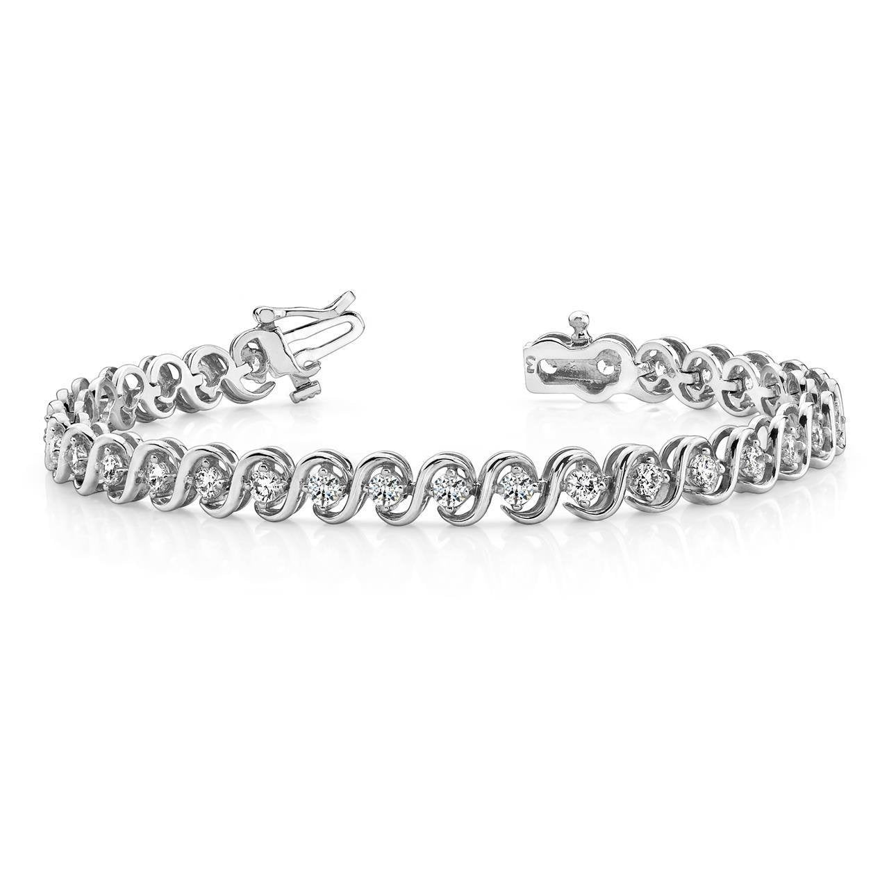 Prong Set Round Diamond Tennis S Style Bracelet White Gold 6 Ct Tennis Bracelet