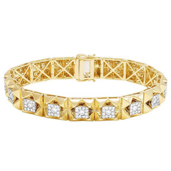 5 Carats Diamond Square Mens Bracelet Yellow Gold 14K
