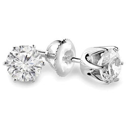 Prong Set Solitaire Round Brilliant Cut 0.75 Ct Diamond Studs Earring