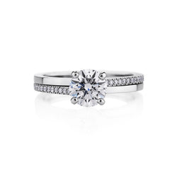 Prong Set Solitaire With Accent 2.20 Ct Natural Earth Mined Diamonds Ring 14K White Gold