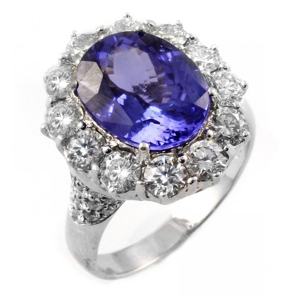New Prong Set Solitaire With Accent Tanzanite And Diamonds  Gemstone Ring
