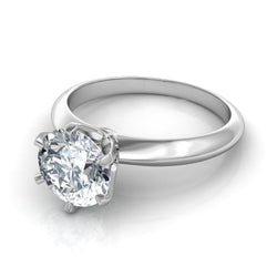 Solitaire Sparkling 2 Diamond Engagement Ring 14K White Gold